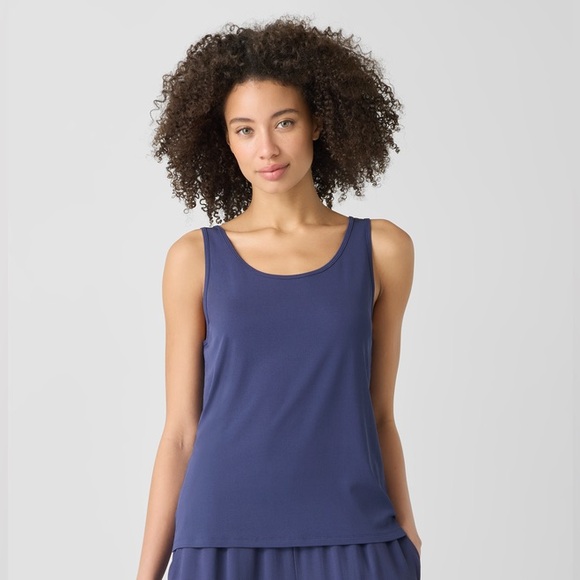 NWT Eileen Fisher Viscose Jersey Blang Jewel Neck Shell Top Size M - Picture 5 of 7